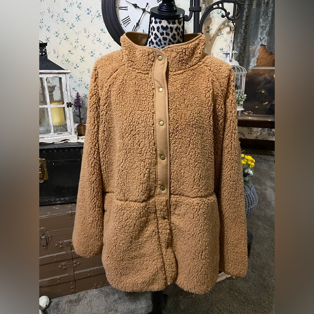 Kohl's Sonoma Women’s Plus Size Tan Teddy Sherpa Plush Jacket NWT 4x